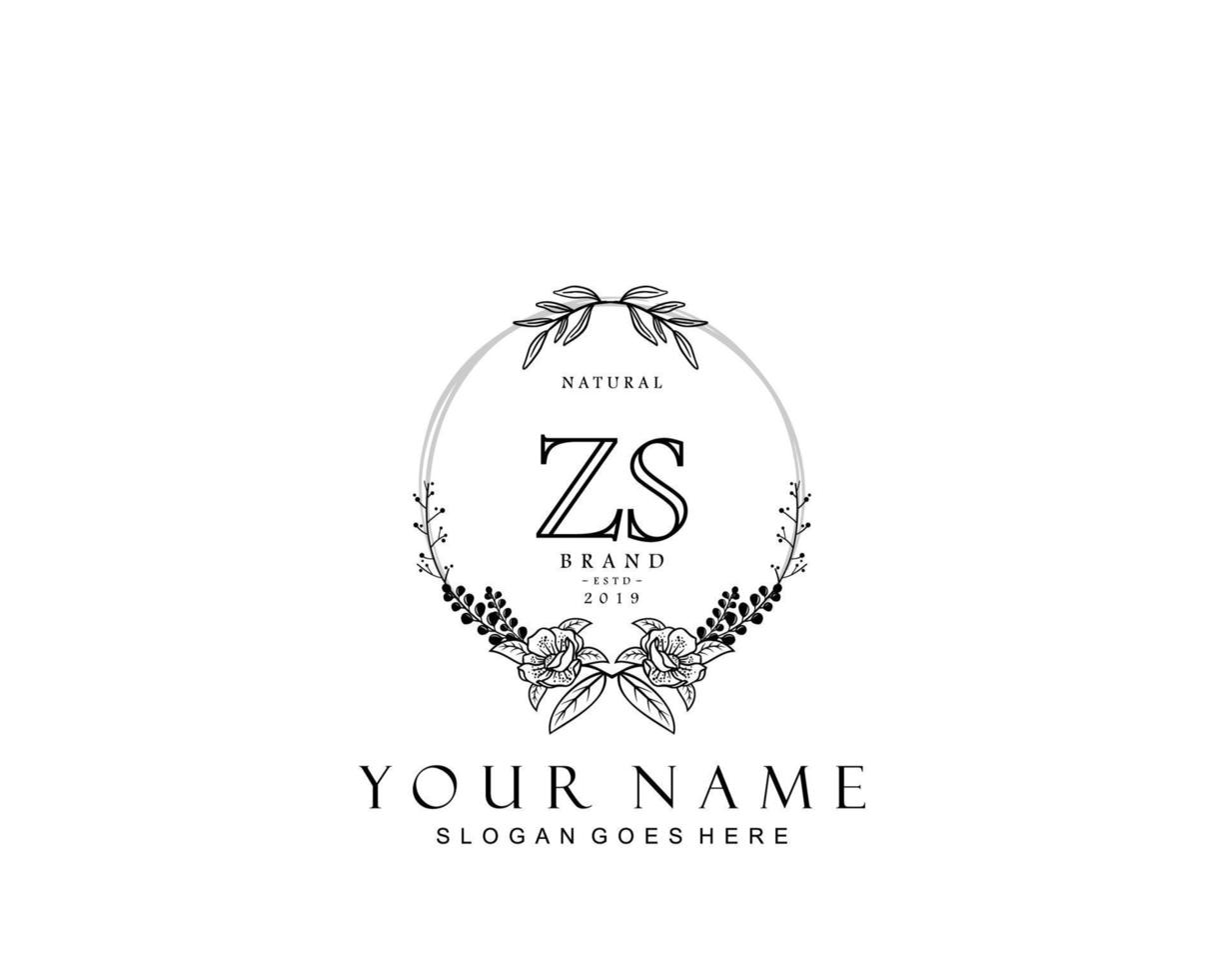 monogramme de beauté initial zs et création de logo élégante, logo manuscrit de la signature initiale, mariage, mode, floral et botanique avec modèle créatif. vecteur