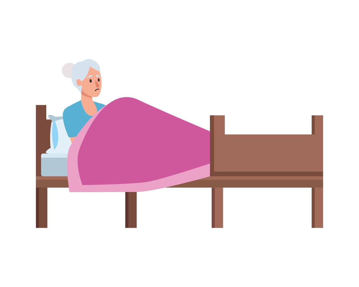 vieille femme couchée dans son lit vecteur