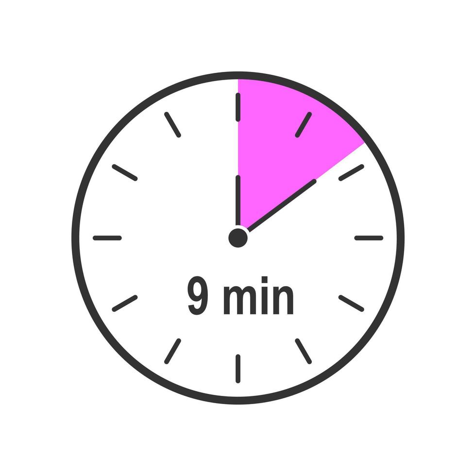 minuteur icône avec 9 minute temps intervalle. compte à rebours l'horloge ou chronomètre symbole. infographie élément pour cuisine en train de préparer instruction vecteur