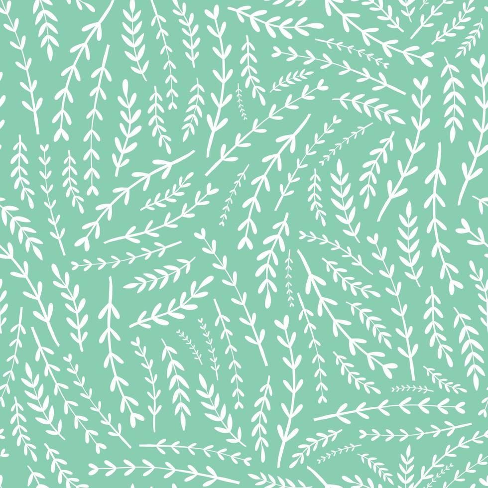 floral sans couture modèle avec petit minuscule branches sur menthe Contexte. bien pour printemps textile motifs, literie, scrapbooking, Stationnaire, fond d'écran, emballage papier et emballage. eps dix vecteur