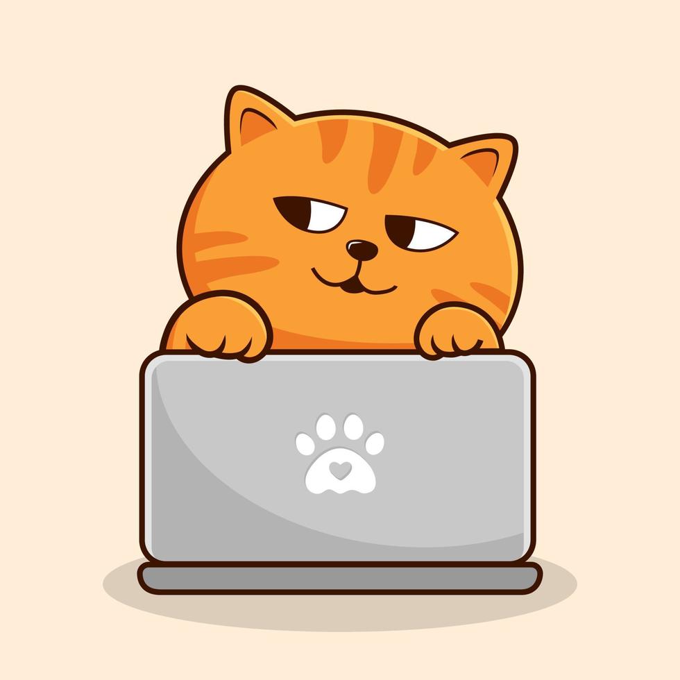 Orange tigré chat cache portable dessin animé - Orange rayé chatte chat minou vecteur