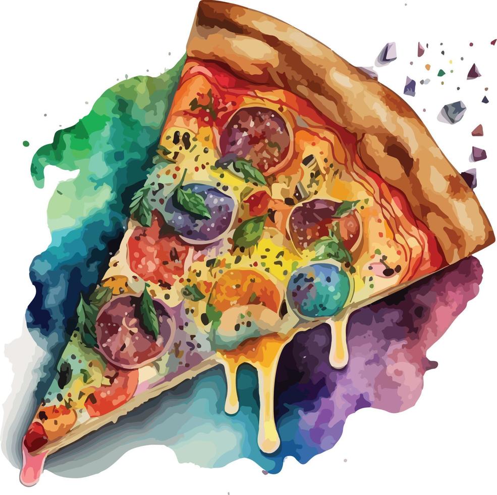 l'eau Couleur coloré Pizza nourriture vecteur