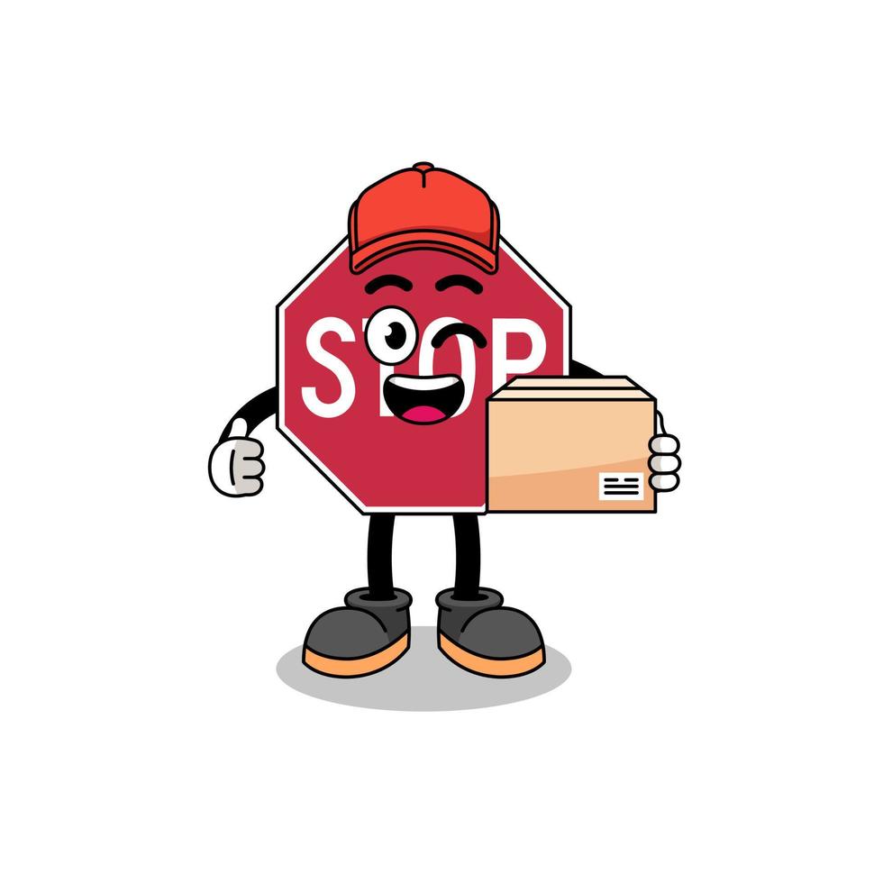 Arrêtez route signe mascotte dessin animé comme un courrier vecteur