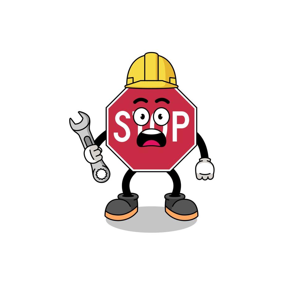 personnage illustration de Arrêtez route signe avec 404 Erreur vecteur