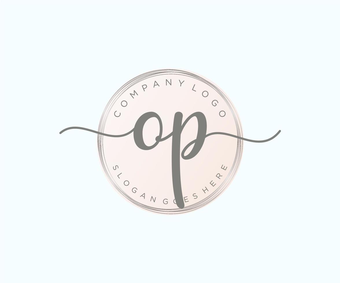 logo féminin initial op. utilisable pour les logos nature, salon, spa, cosmétique et beauté. élément de modèle de conception de logo vectoriel plat.
