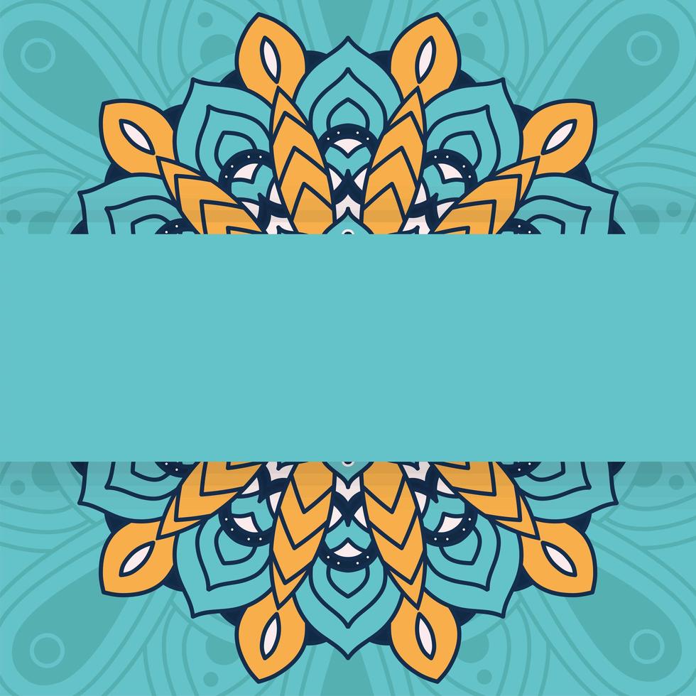 mandala floral décoratif avec fond bleu vecteur