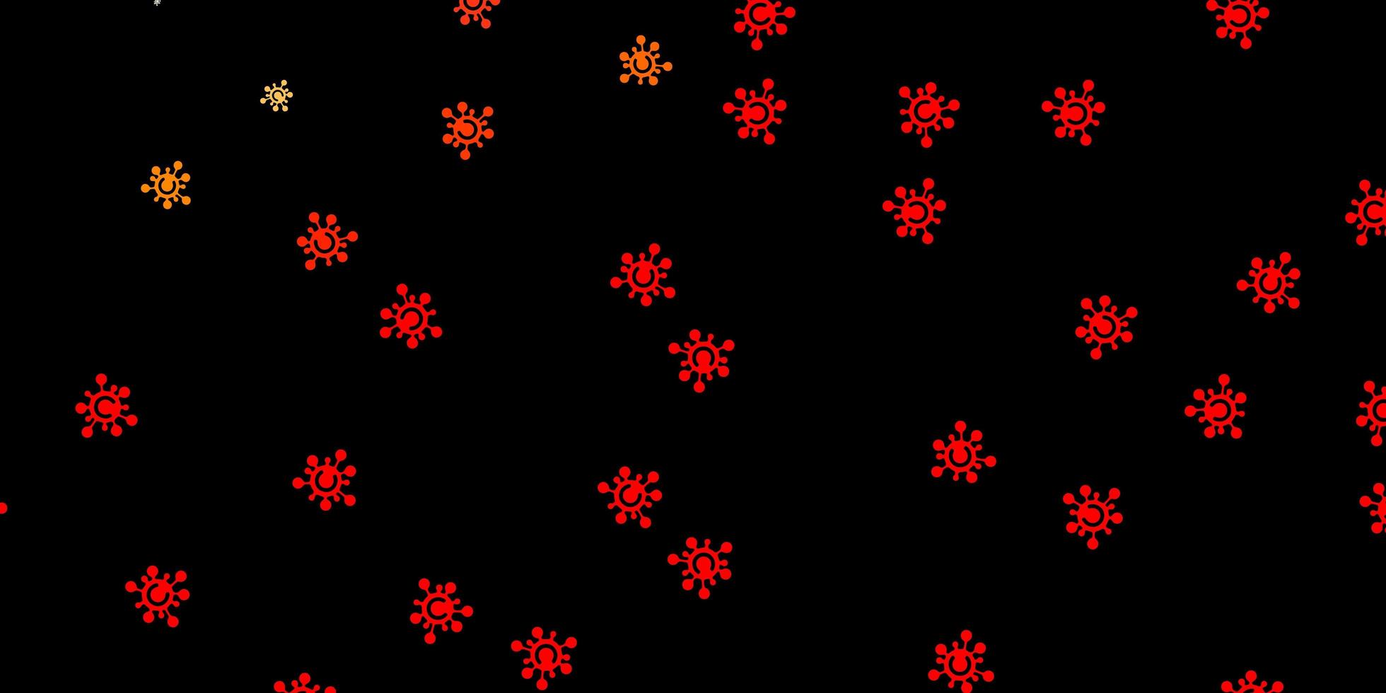 modèle vectoriel rouge et jaune foncé avec des éléments de coronavirus.