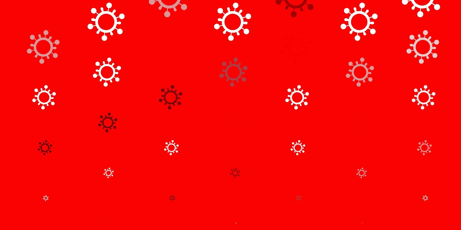 toile de fond de vecteur rouge clair avec symboles de virus.