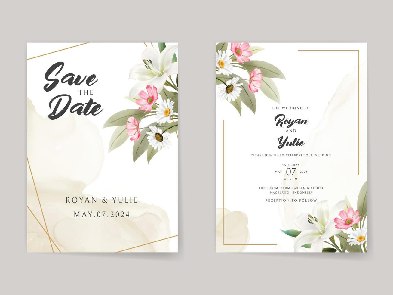 élégant blanc floral mariage invitation carte vecteur