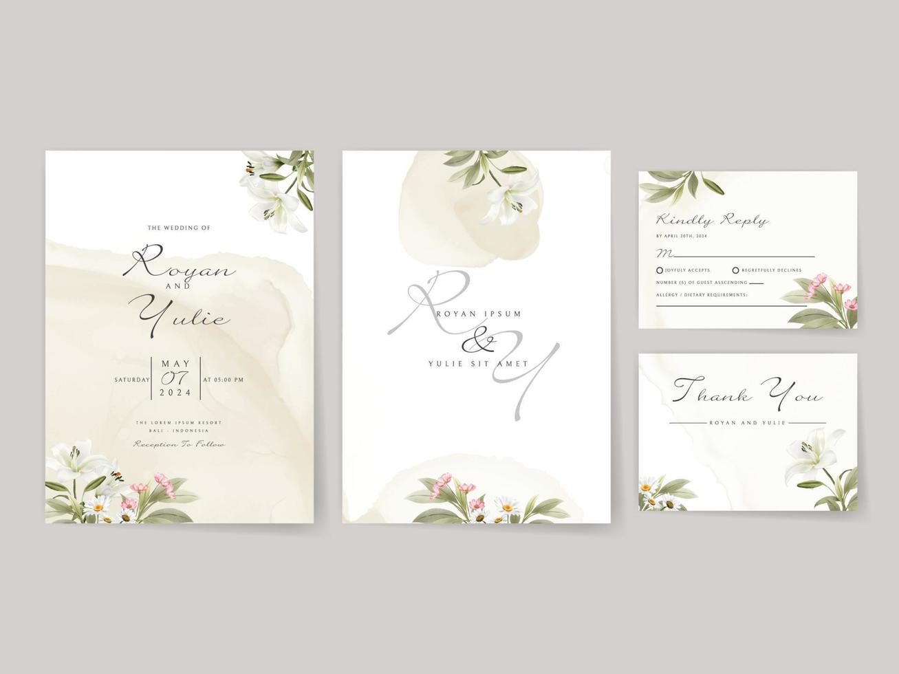 élégant blanc floral mariage invitation carte vecteur