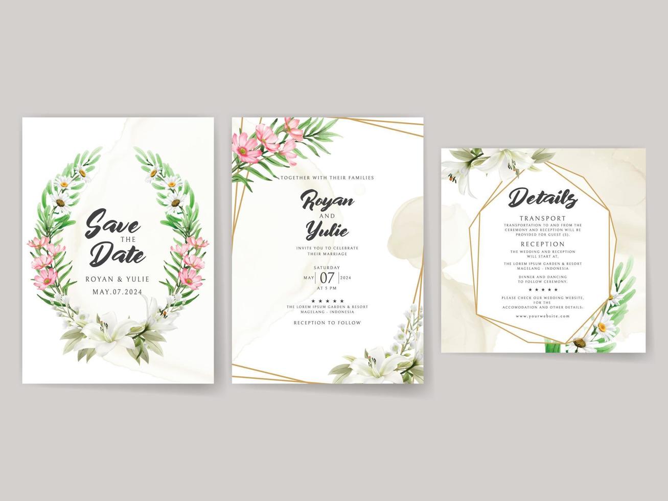 élégant blanc floral mariage invitation carte vecteur