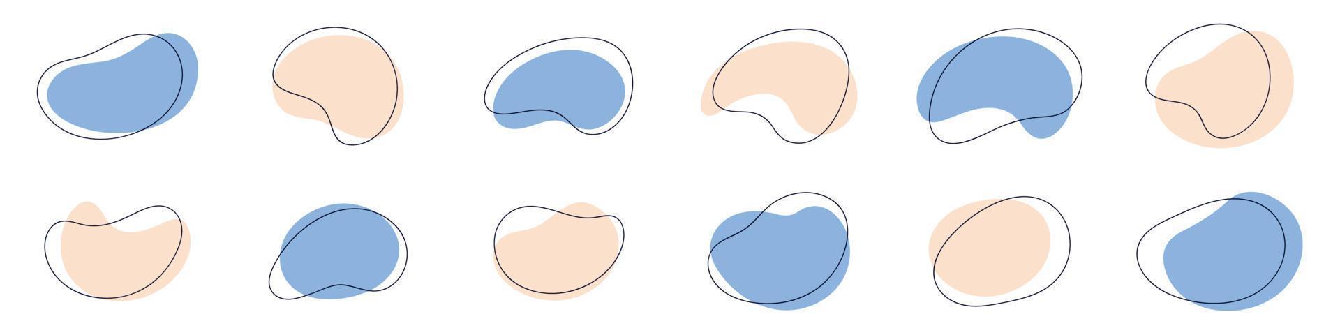 abstrait biologique formes collection. ensemble de dynamique blobs chiffre, irréguliers forme éclaboussures, liquide bulles. vecteur illustration.