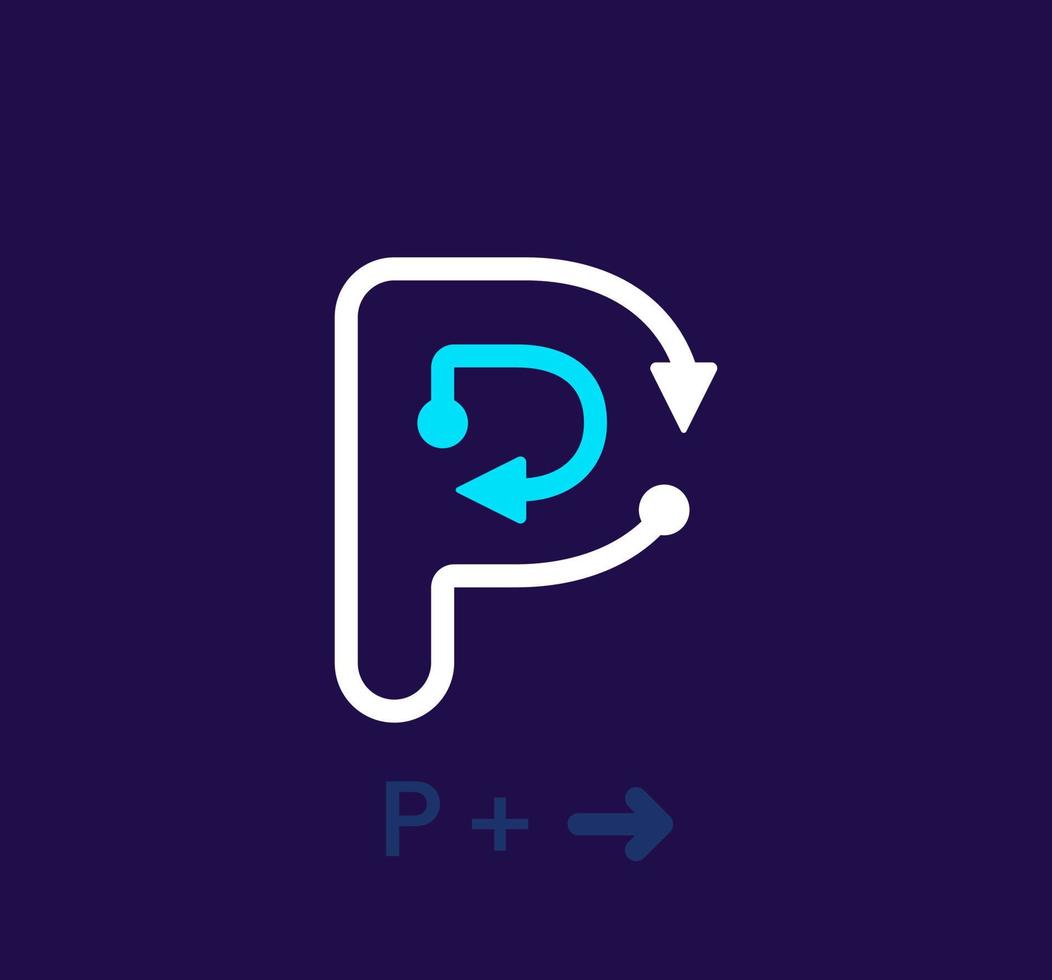 linéaire lettre p logo. unique logo. abstrait lettre Facile tournant La Flèche cible icône. entreprise identité vecteur eps.