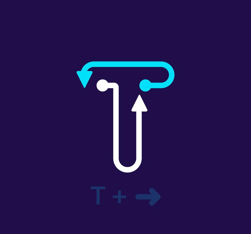 linéaire lettre t logo. unique logo. abstrait lettre Facile tournant La Flèche cible icône. entreprise identité vecteur eps.
