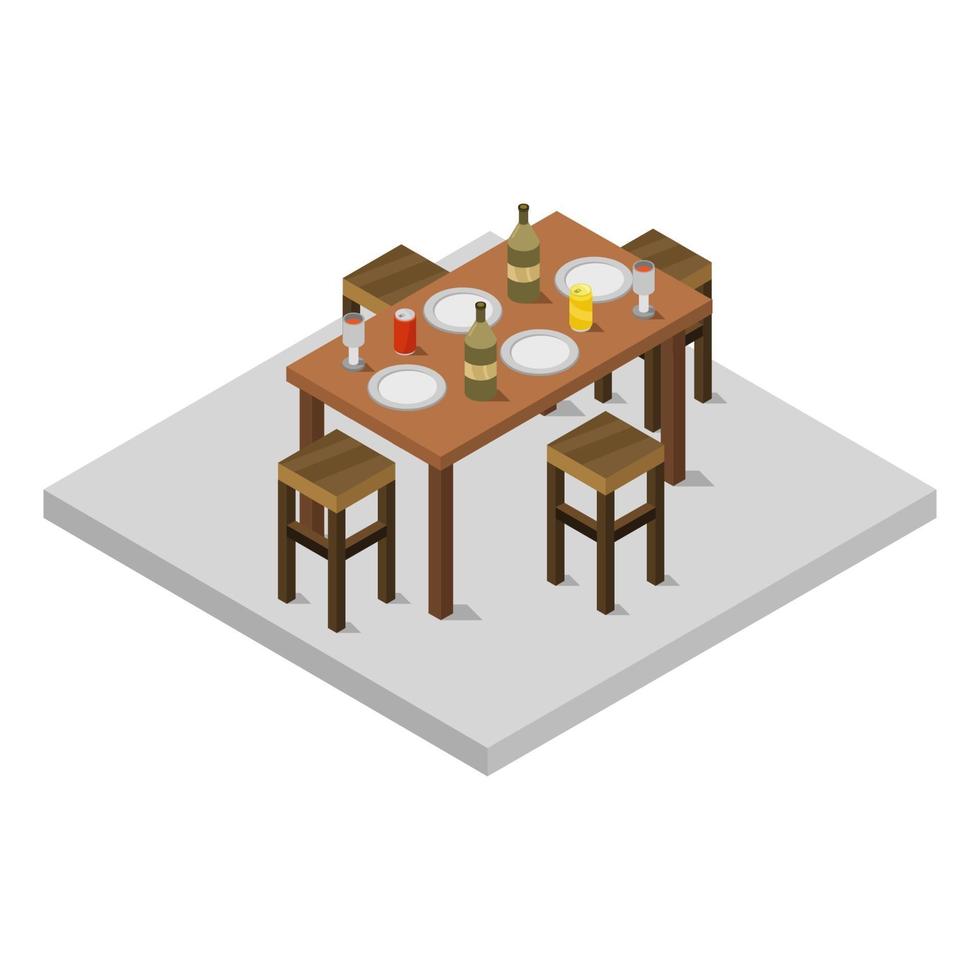 table de cuisine isométrique sur fond blanc vecteur
