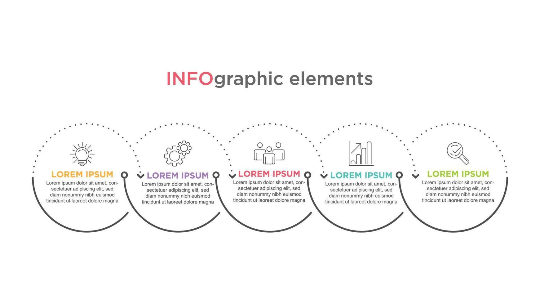 infographie pour le concept d'entreprise avec des icônes et 5 options ou étapes. pour le contenu, le diagramme, l'organigramme, les étapes, les pièces, l'infographie de la chronologie, le flux de travail, le graphique. vecteur