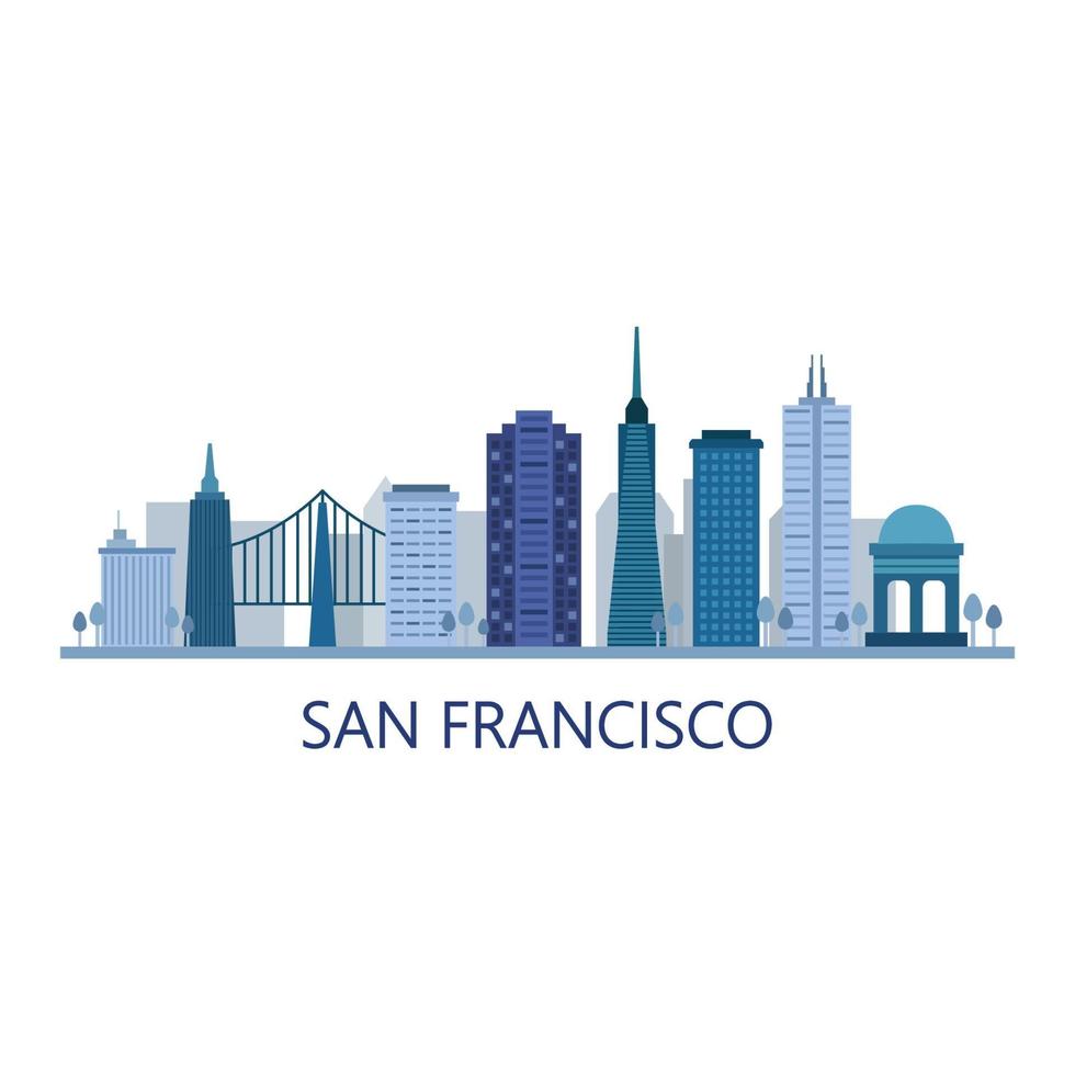 Skyline de San Francisco illustré sur l'arrière-plan vecteur