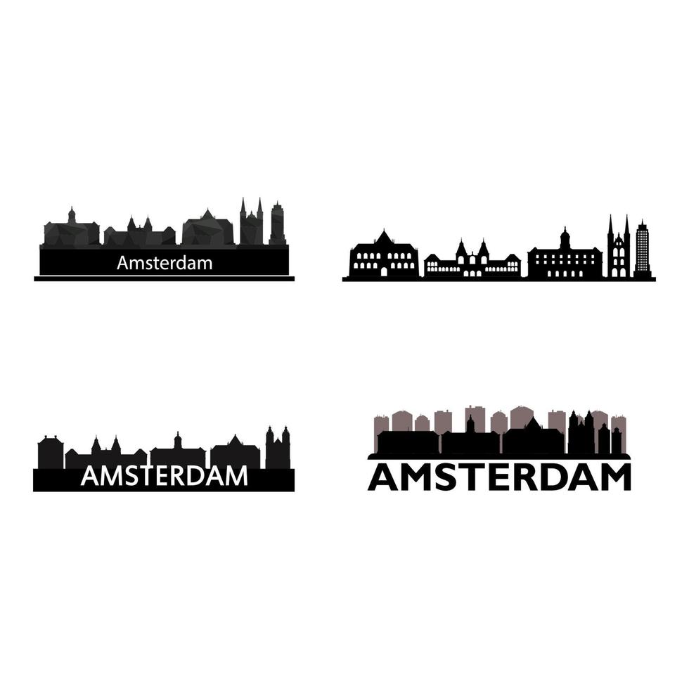 Skyline d'Amsterdam sur fond blanc vecteur