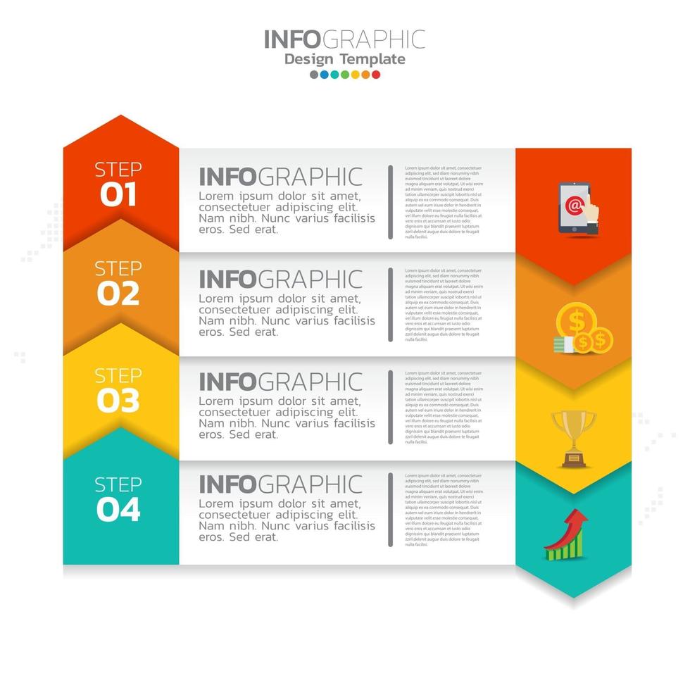 éléments infographiques commerciaux avec 4 options ou thème bleu étapes. vecteur