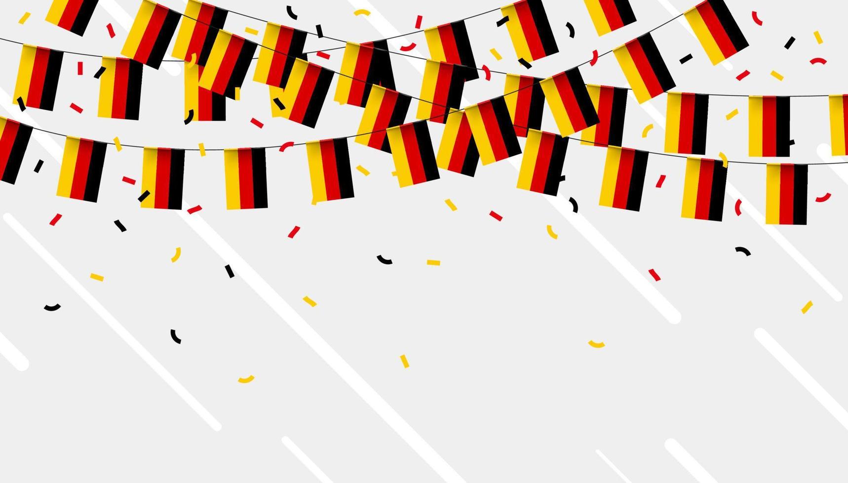 Allemagne fête bruant drapeaux avec confettis et rubans sur blanc Contexte. vecteur illustration.