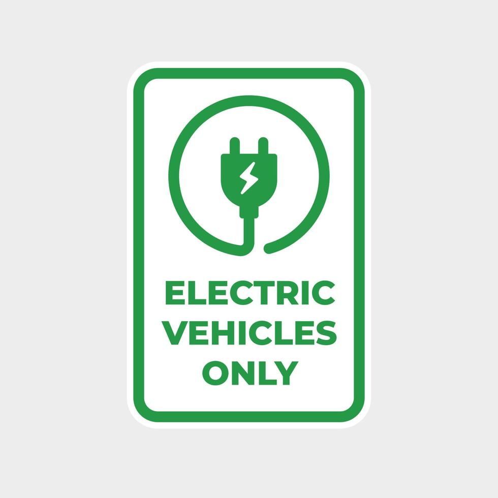 électrique véhicule seulement parking signe, mise en charge gare, parking espace pour ev voitures. vecteur