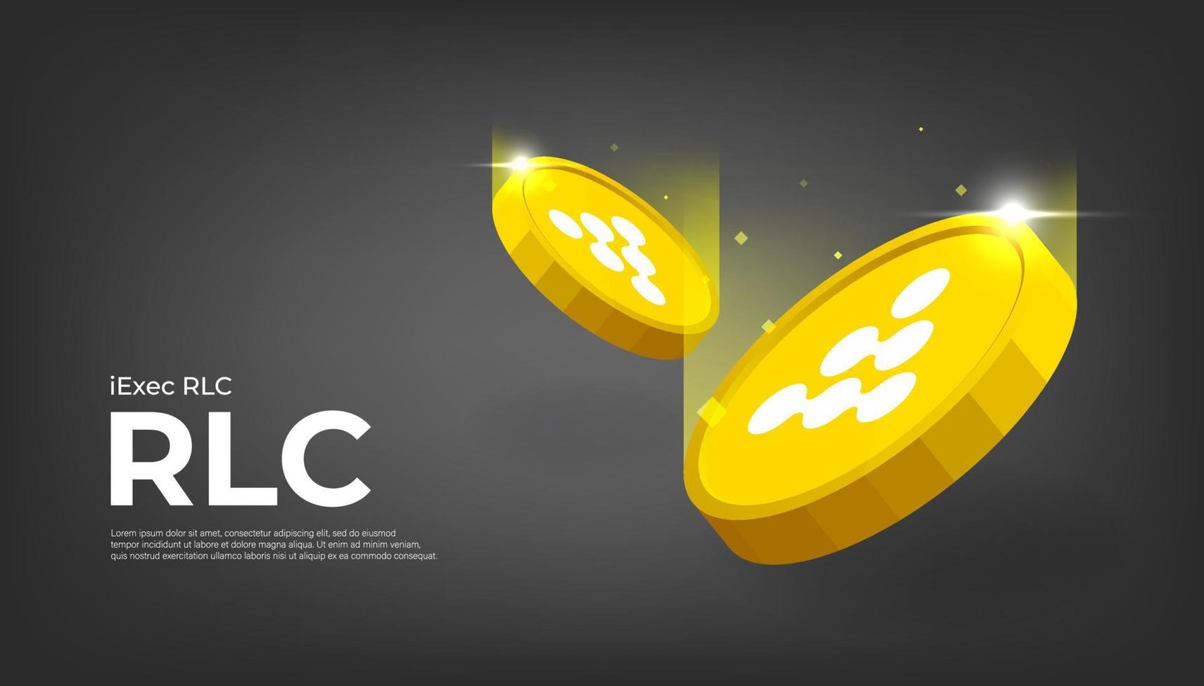 iexec rlc pièce de monnaie crypto devise à thème bannière. vecteur