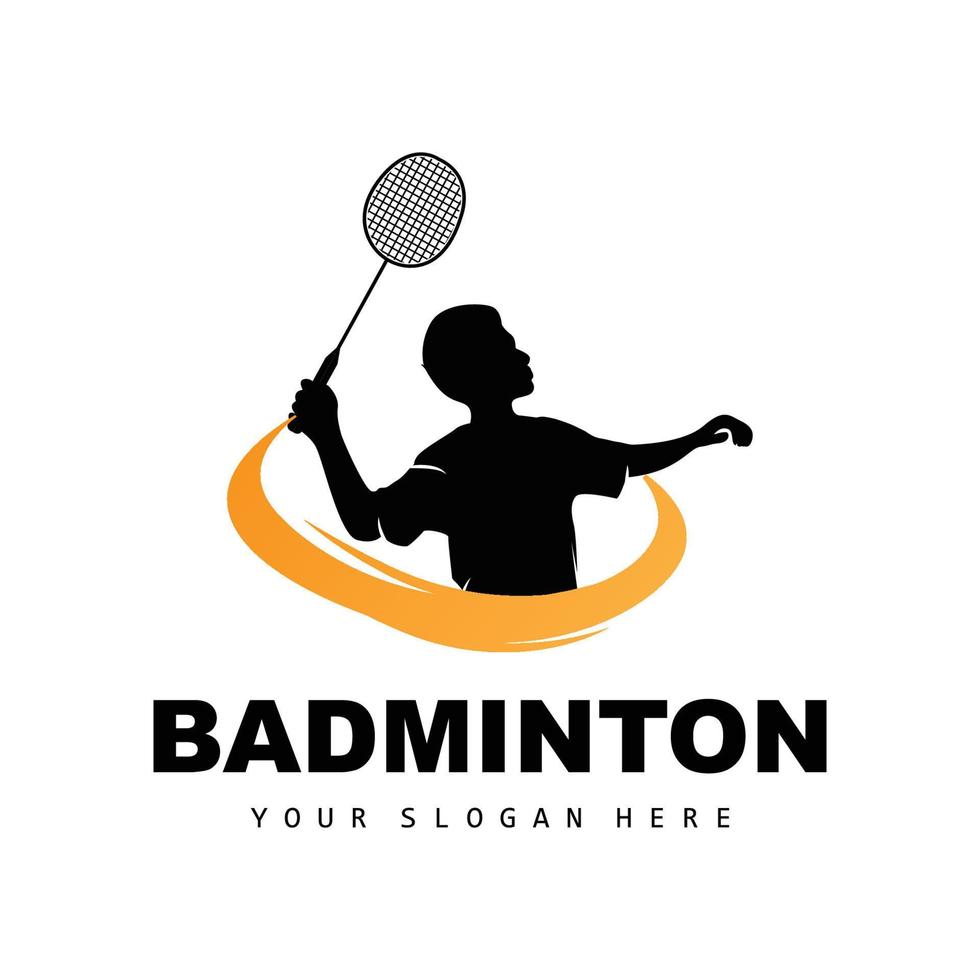 badminton logo, sport branche conception, vecteur abstrait badminton joueurs silhouette collection