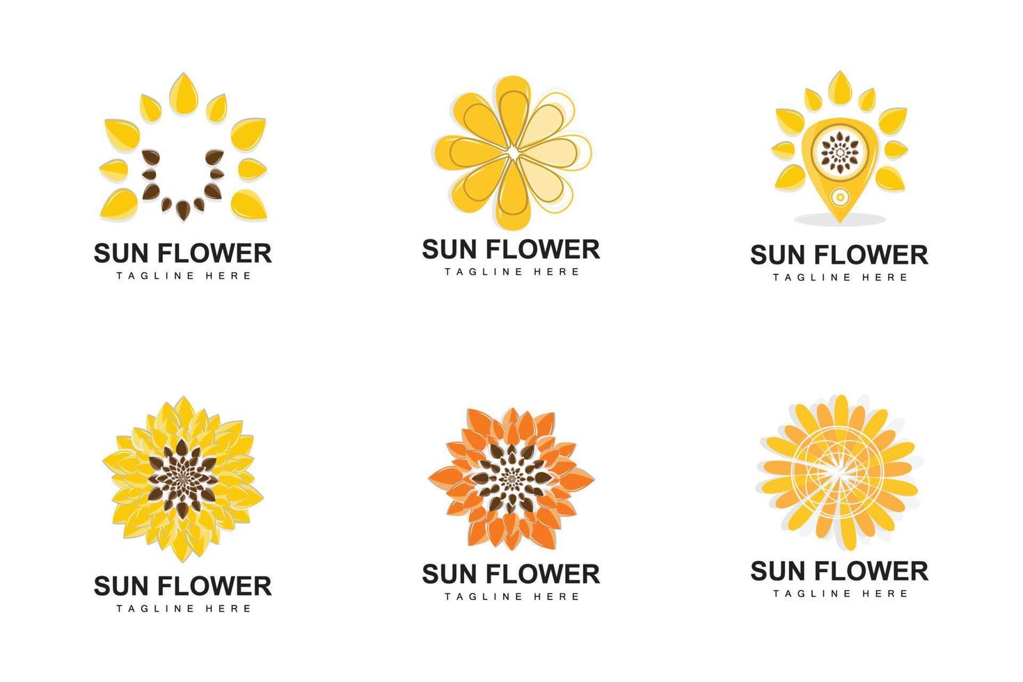 création de logo de tournesol, vecteur d'icône de plante de jardin de plantes ornementales, marque de produit de l'entreprise