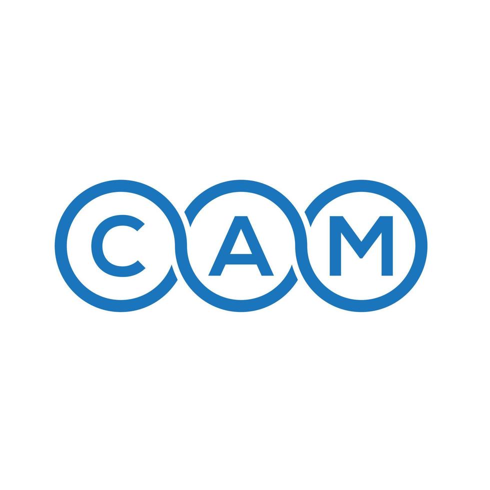 création de logo de lettre cam sur fond blanc. concept de logo de lettre initiales créatives cam. conception de lettre de came. vecteur