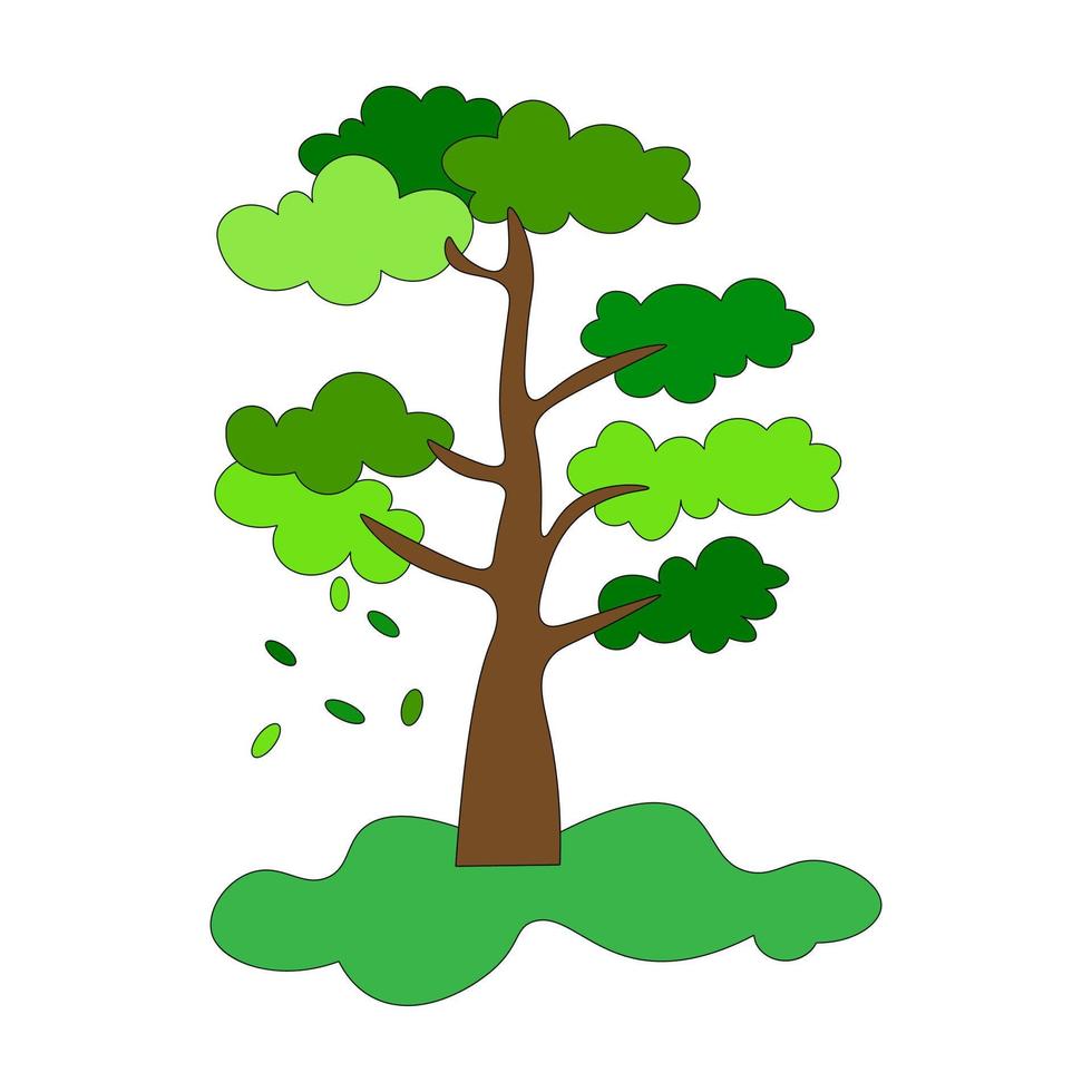 Célibataire élément est à feuilles caduques arbre, un chêne avec vert couronne, chute feuilles, partie de la nature. vecteur eps10