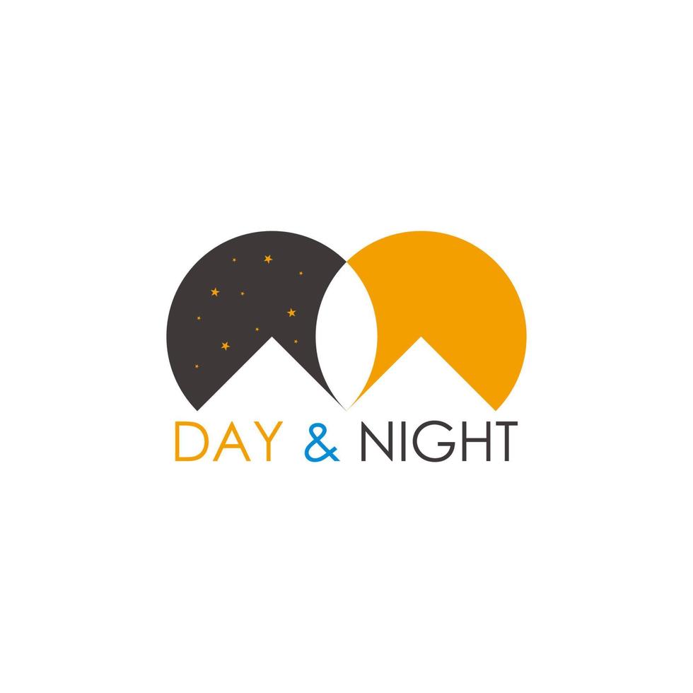 jour et nuit montagne design coloré symbole vecteur