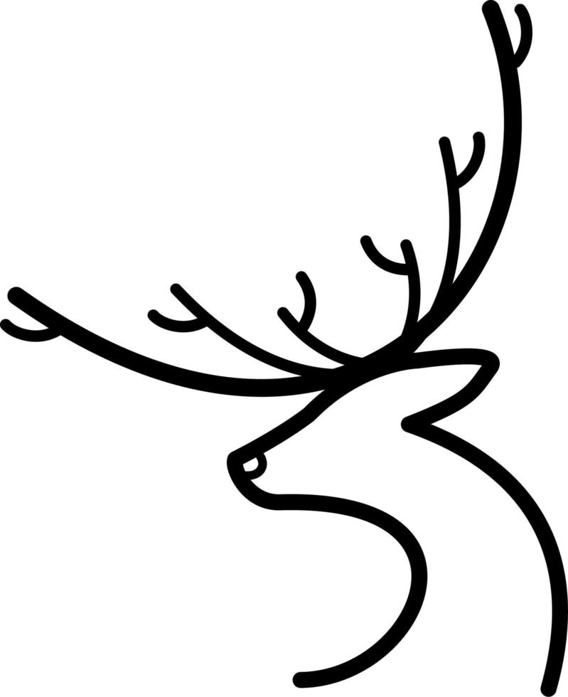 cerf tête ligne art icône, logo, illustration, et dessin animé vecteur