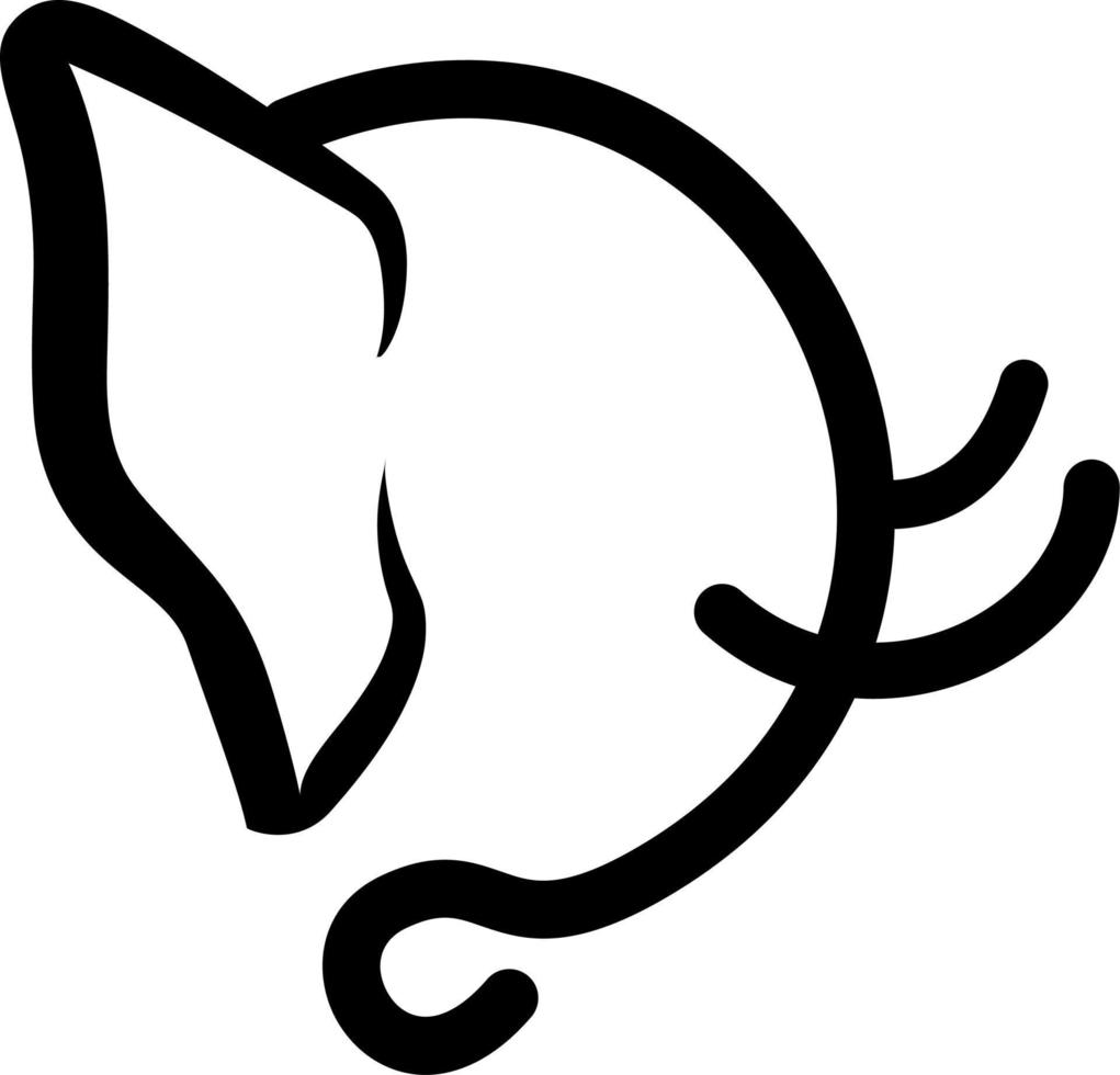 l'éléphant avec tronc incurvé vers l'extérieur icône, logo, illustration, et dessin animé vecteur