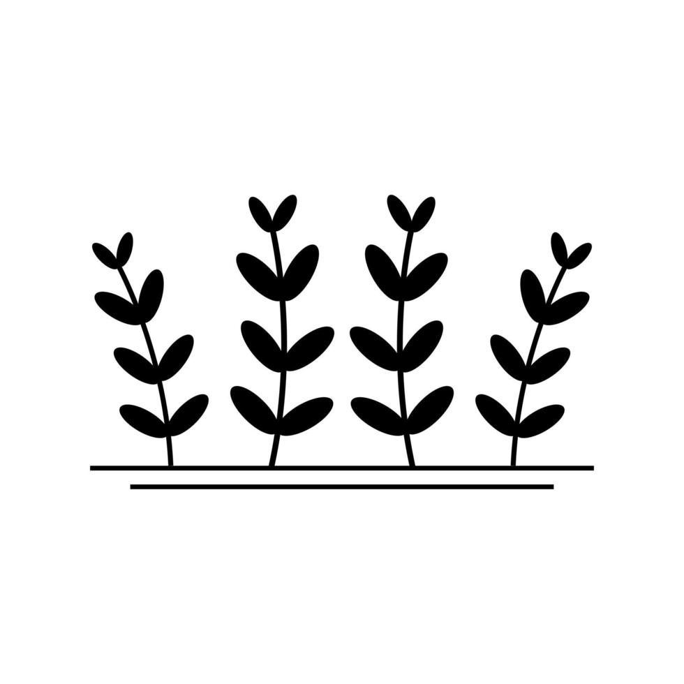 arbre herbe noir icône logo isolé signe symbole vecteur conception.