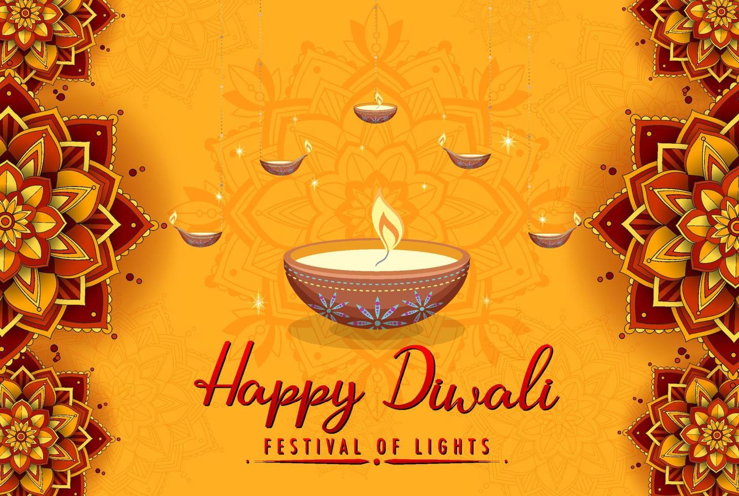 affiche du joyeux festival des lumières de diwali vecteur