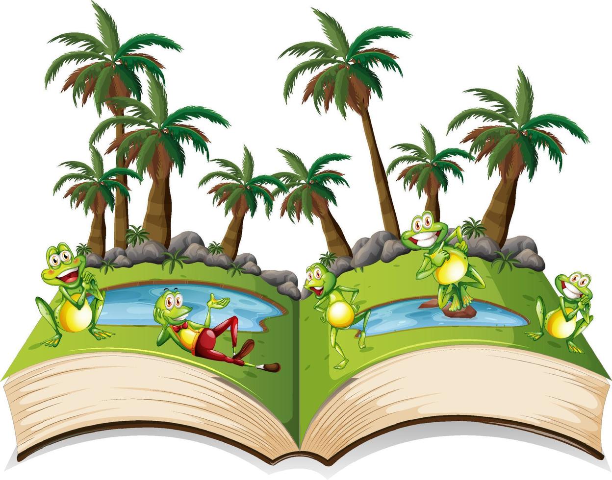 livre de contes avec grenouilles par le étang vecteur