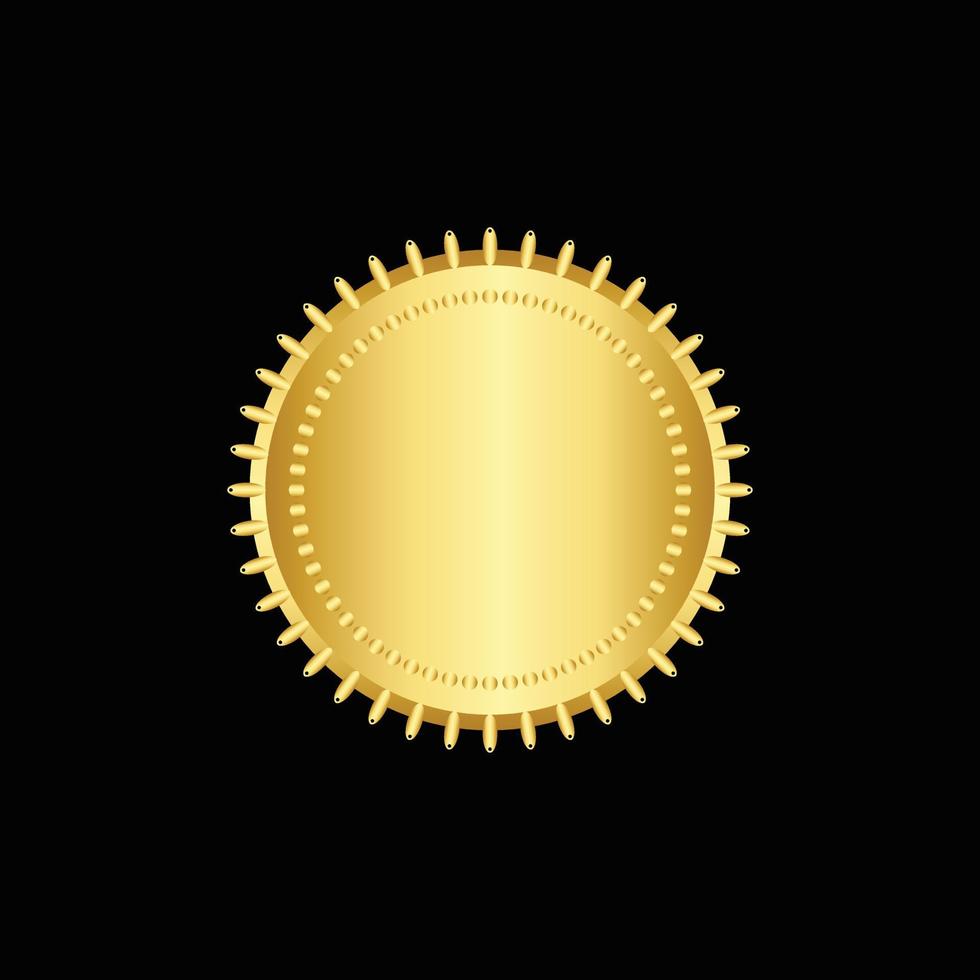 rond d'or badge isolé sur une noir arrière-plan, joint timbre or luxe élégant bannière con, vecteur illustration certificat or déjouer joint ou médaille isolé.