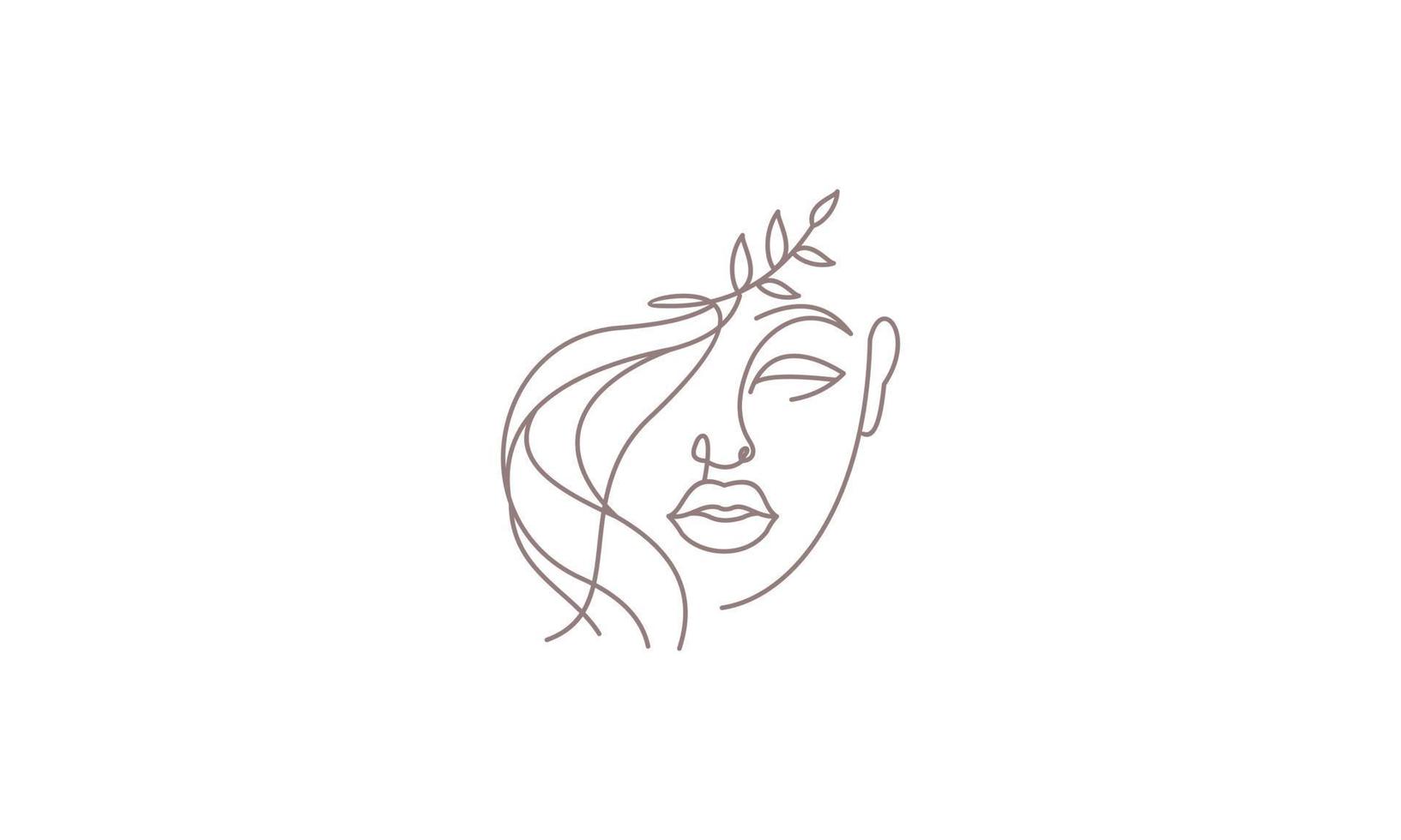femme visage avec magnifique abstrait lignes logo vecteur