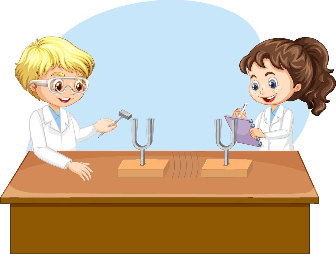 enfants scientifiques faisant une expérience scientifique vecteur