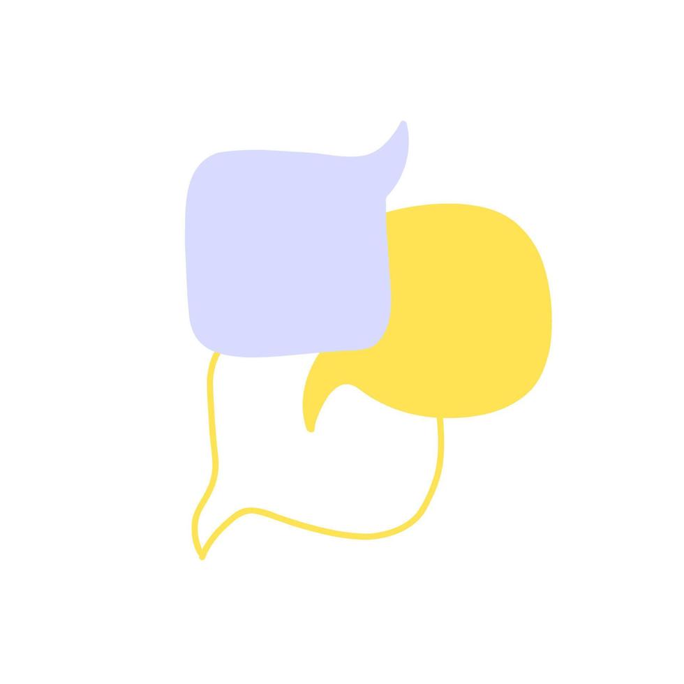 illustration de jeu de bulles spech isolée sur la couleur bleu jaune blanc. vecteur