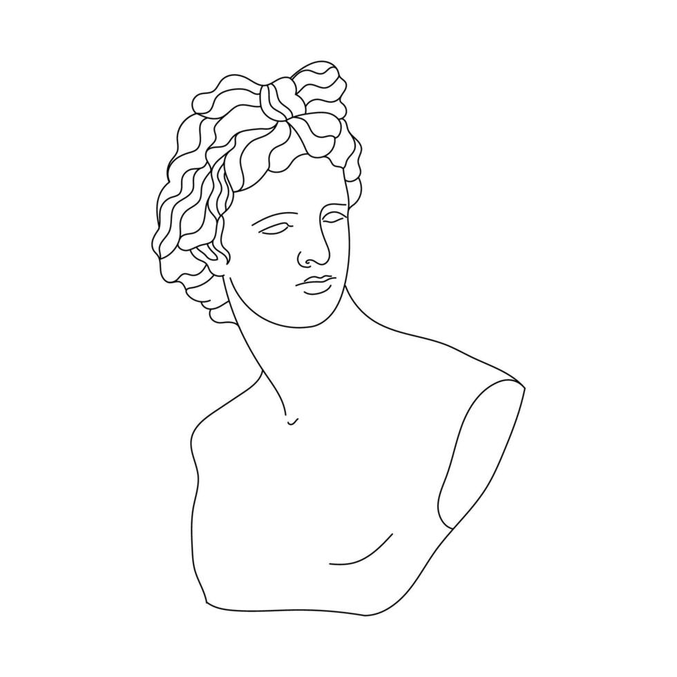 esthétique grec sculpture ligne art. Grèce femme. bohémien antique classique statues vecteur