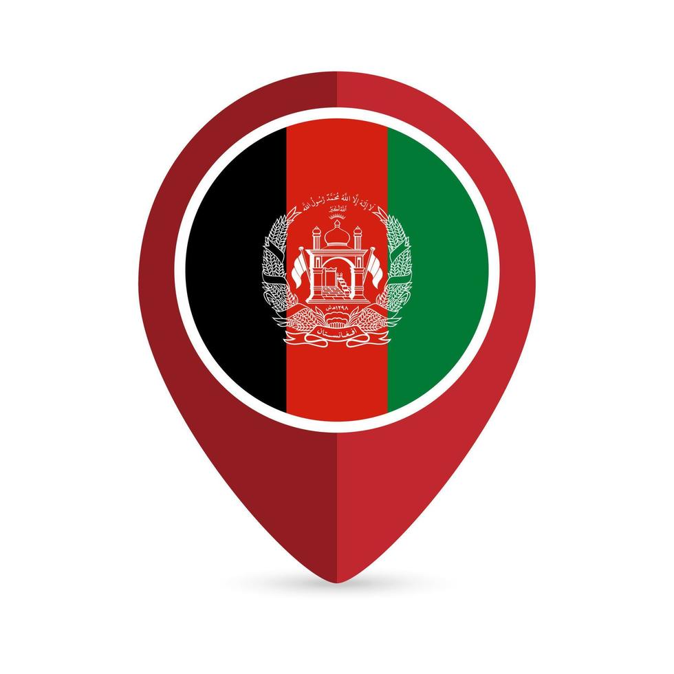 pointeur de carte avec contry afghanistan. drapeau afghanistan. illustration vectorielle. vecteur