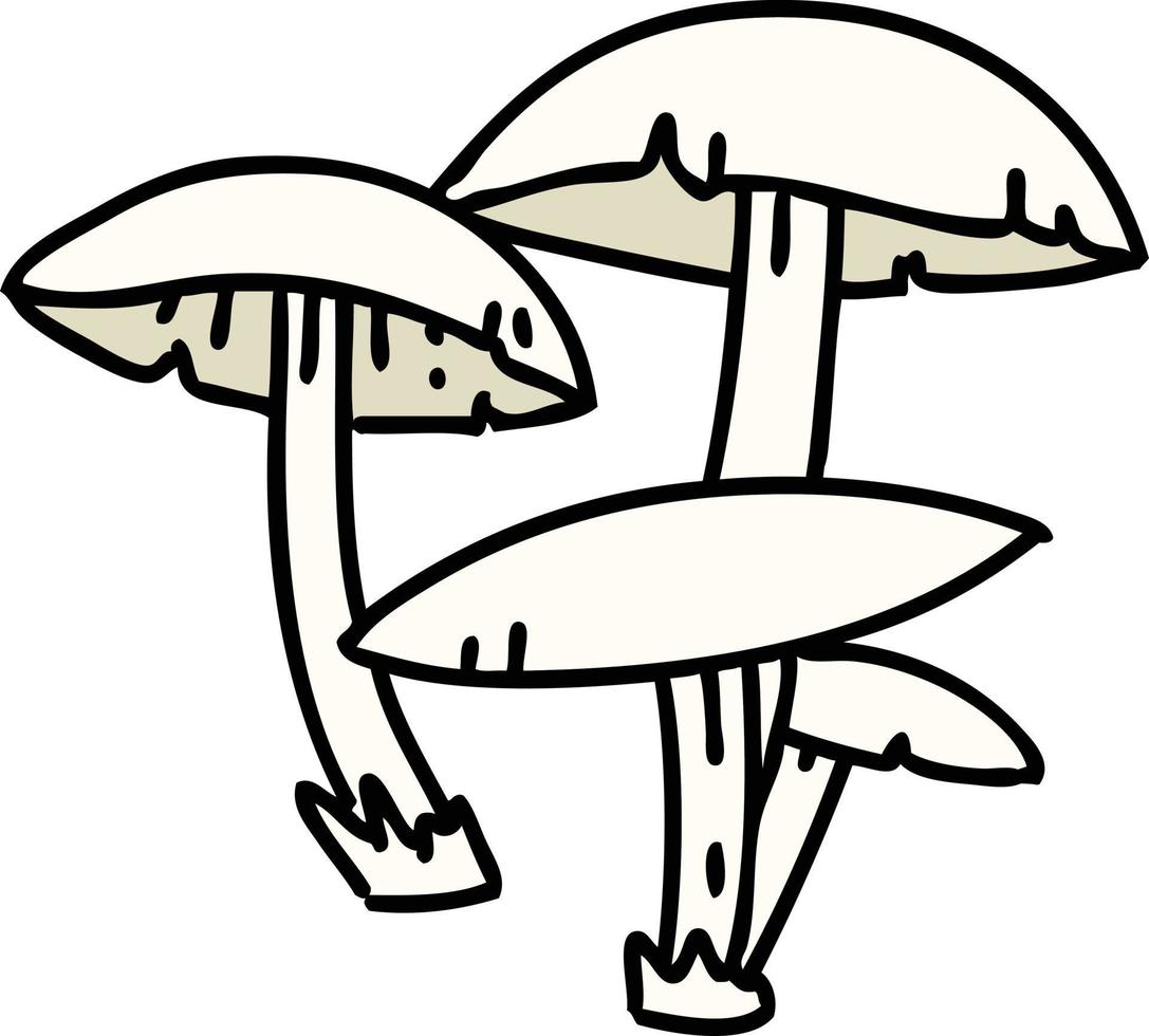 dessin animé champignons croissance sauvage et gratuit vecteur