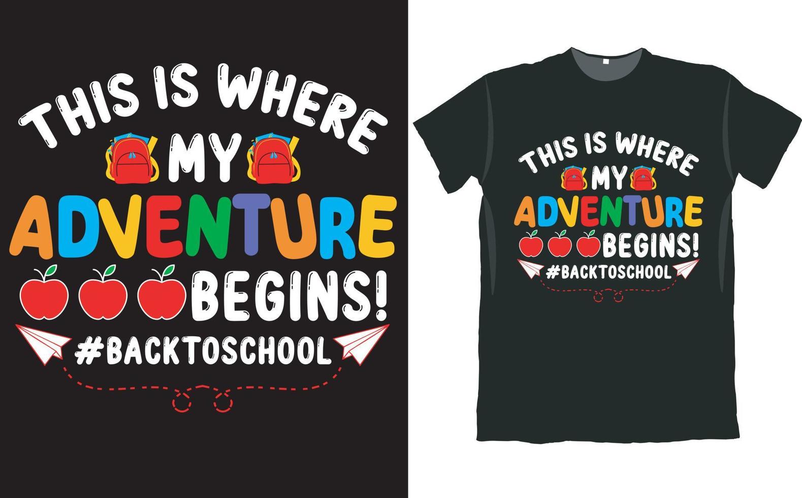 conception de t-shirt de retour à l'école pour garçons et filles vecteur