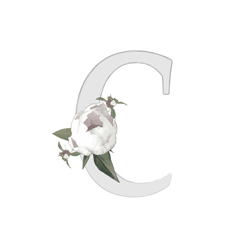 illustration vectorielle d'une lettre ornée d'un bouquet de pivoines vecteur