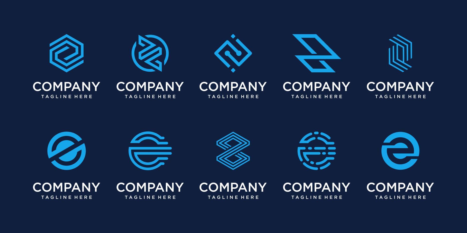ensemble de modèle de conception de logo de lettre initiale z de collection. icônes pour les affaires de la mode, du numérique, de la technologie. vecteur