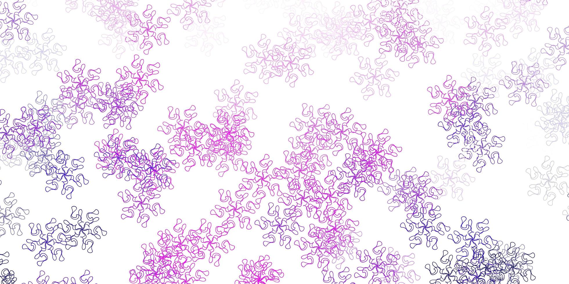 motif de doodle vecteur violet clair, rose avec des fleurs.