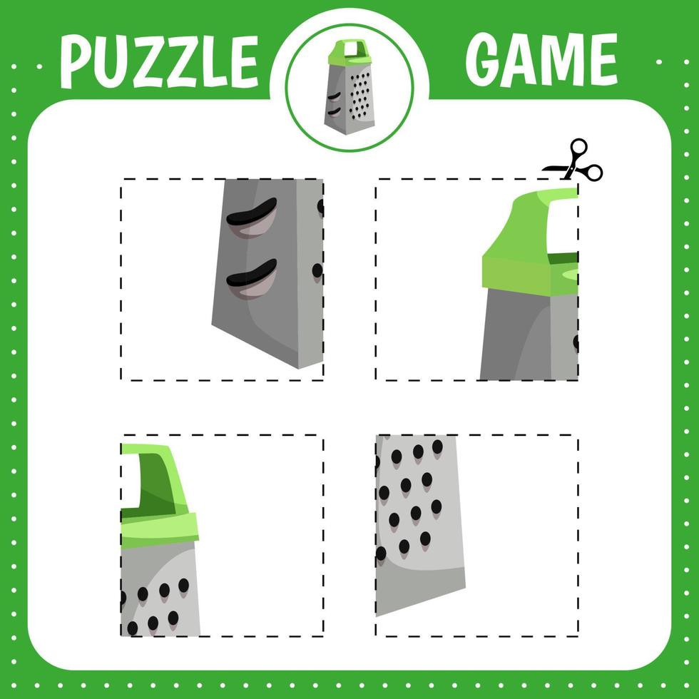 puzzle Jeu pour enfants. Coupe entraine toi. éducation développement feuille de travail. activité page. Couper et la colle râpe vecteur