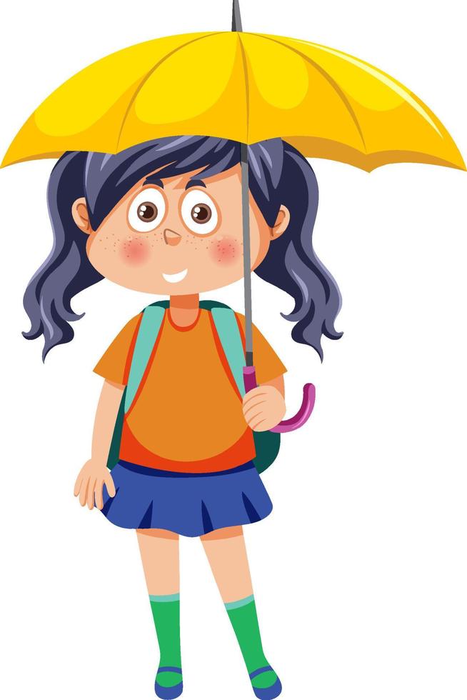 jolie fille tenant un parapluie vecteur