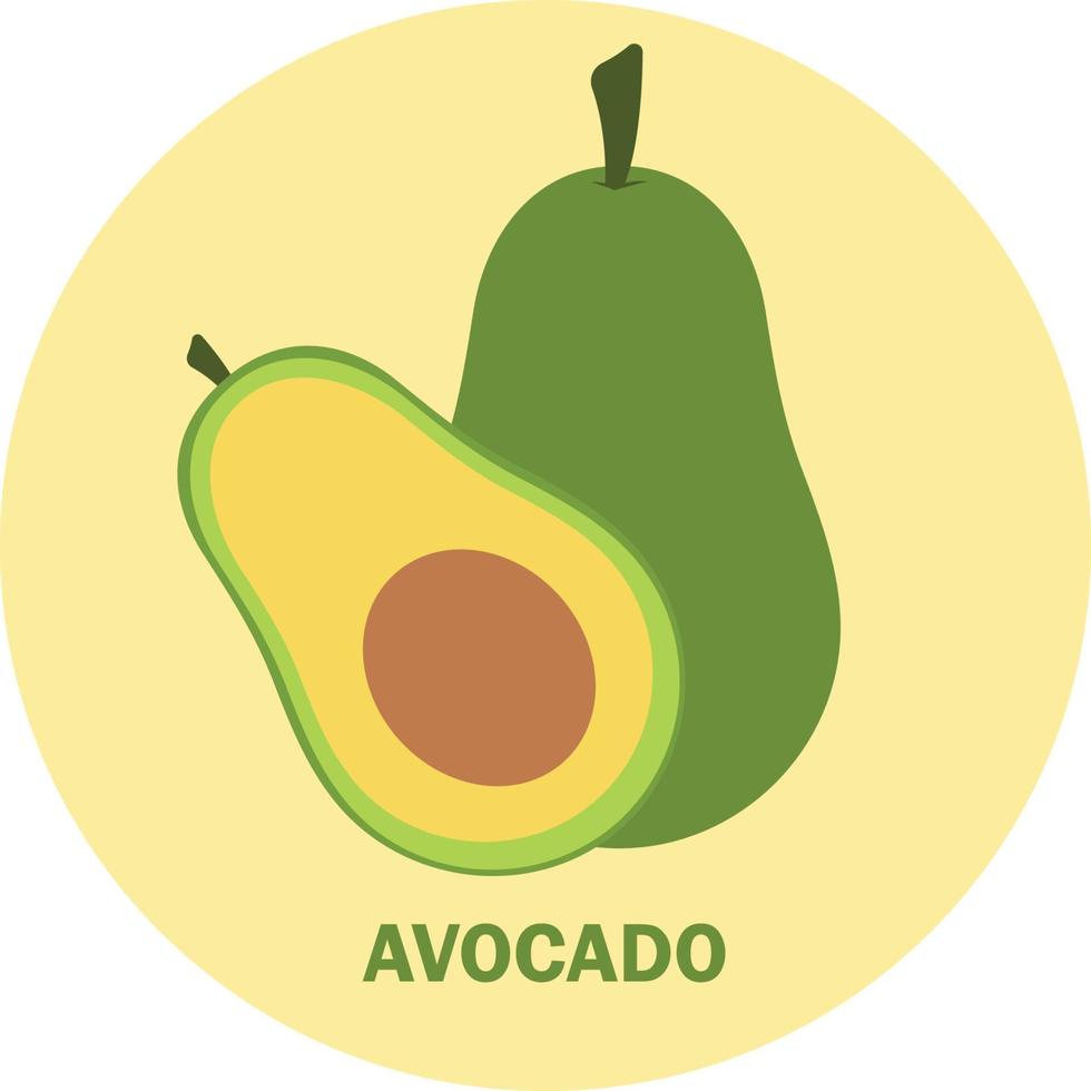 plat Avocat fruit icône clipart Animé vecteur illustration